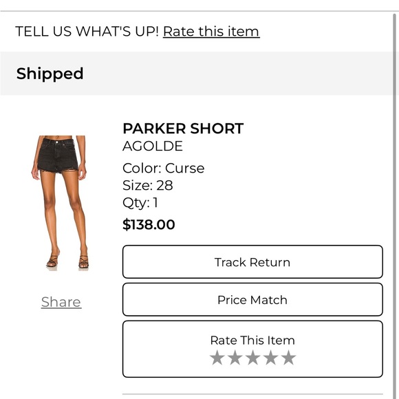 Agolde Black Distressed High-Rise Denim Cutoff Shorts - Picture 4 of 4